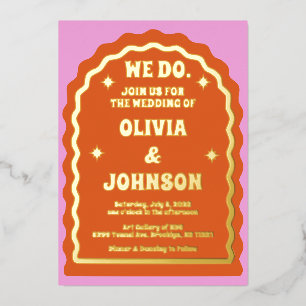 Invitation En Aluminium Nous faisons Moderne Gras Rose Orange Rétro Arqué