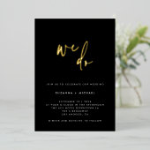 Invitation En Aluminium Nous faisons Moderne Noir Calligraphie Mariage Or (Debout devant)