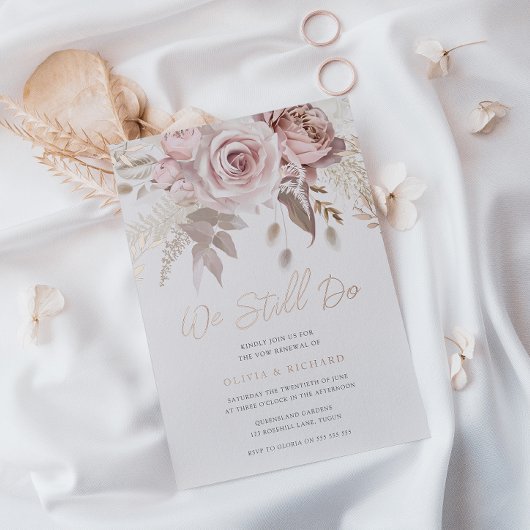 Invitation En Aluminium Nous faisons toujours le rose doré Blush Floral Re