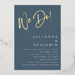 Invitation En Aluminium Nous faisons un site de mariage élégant bleu pouss
