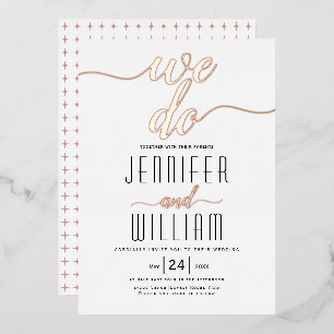 Invitation En Aluminium "Nous le faisons" script calligraphie mariage or r