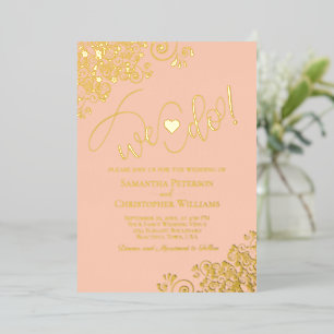Invitation En Aluminium Nous nous marions ! Élégant mariage moderne corail