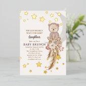 Invitation En Aluminium Nous pouvons à peine attendre le brunch Boho Bear  (Debout devant)