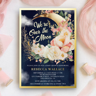 Invitation En Aluminium Nous sommes au-dessus de la lune fille Baby shower