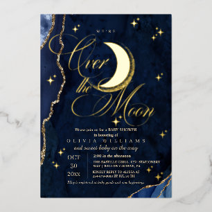 Invitation En Aluminium Nous sommes au-dessus de la lune Garçon Baby Showe