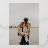 Invitation En Aluminium Nous sommes engagés Lettering Photo Fiançailles Ro (Verso)