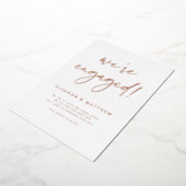 Invitation En Aluminium Nous sommes engagés Lettering Photo Fiançailles Ro (Rotation)