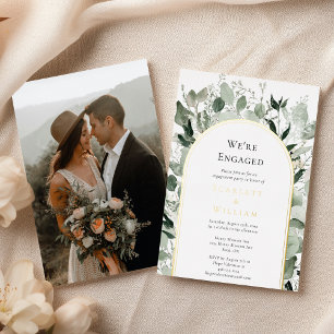 Invitation En Aluminium Nous sommes engagés photo simple feuille d'or euca