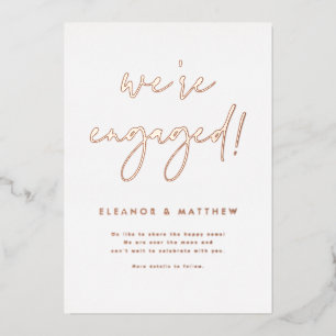Invitation En Aluminium Nous sommes fiancés Lettrage Photo Fiançailles Or