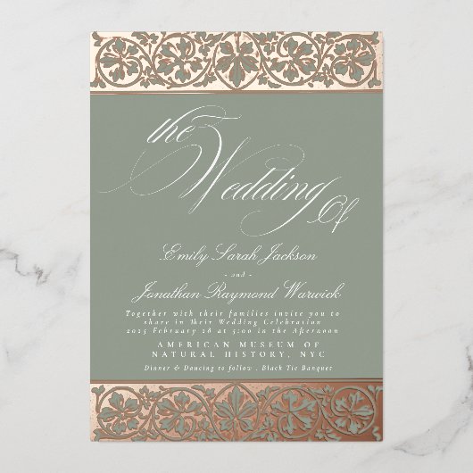 Invitation En Aluminium Nouveau Calligraphie Formelle Élégant Sage Classiq (Recto)