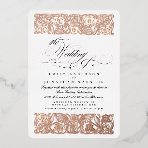 Invitation En Aluminium Nouveau Formal Calligraphie Élégant Classique Or