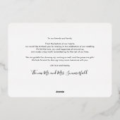 Invitation En Aluminium Nouveaux mariés 3 Mariage photo Merci argent (Verso)