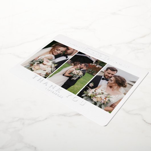 Invitation En Aluminium Nouveaux mariés 3 Mariage photo Merci argent (Rotation)