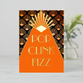 Invitation En Aluminium Nouvel An Art Déco Pop Clink Fizz Glamour (Debout devant)