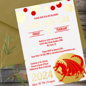 Invitation En Aluminium Nouvel An Lunaire 2024 Rouge Dragon Moderne Blanc