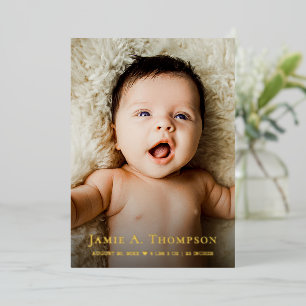 Invitation En Aluminium Nouvelle Photo de Bébé Merci Cœur Naissance Modern
