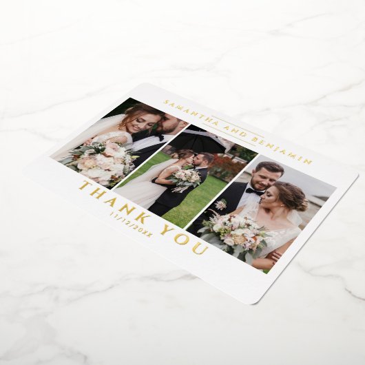 Invitation En Aluminium Nouvelles mariées modernes 3 Mariage photo Merci (Rotation)