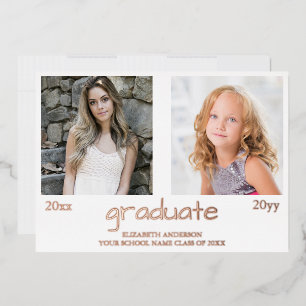 Invitation En Aluminium Now And Then 2 Photo Graduation Party