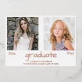 Invitation En Aluminium Now And Then 2 Photo Graduation Party (Recto)