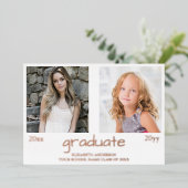 Invitation En Aluminium Now And Then 2 Photo Graduation Party (Debout devant)