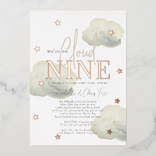 Invitation En Aluminium Nuage 9 Nuages Dorés Aquarelle Baby Shower par la