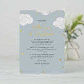 Invitation En Aluminium Nuages Baby shower gris bleu Merci plat (Debout devant)