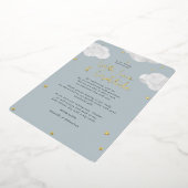 Invitation En Aluminium Nuages Baby shower gris bleu Merci plat (Rotation)