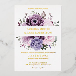 Invitation En Aluminium Nuances de floraisons poussiéreuses et violettes F