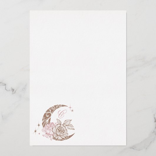 Invitation En Aluminium Nuit étoile Quinceanera Floral Céleste Lune (Verso)