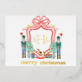 Invitation En Aluminium Nutcracker Gold Foil Monogramme Photo (Recto)