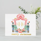 Invitation En Aluminium Nutcracker Gold Foil Monogramme Photo (Debout devant)