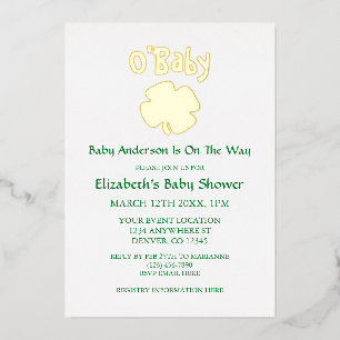 Invitation En Aluminium O'Baby St Patrick's Day Baby shower
