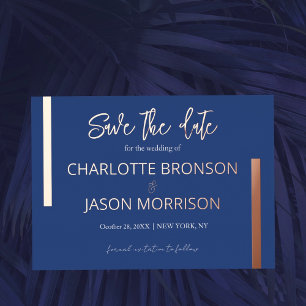 Invitation En Aluminium Ocean Blue Minimal Lines Wedding Enregistrer La Da