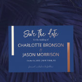 Invitation En Aluminium Ocean Blue Minimal Lines Wedding Enregistrer La Da