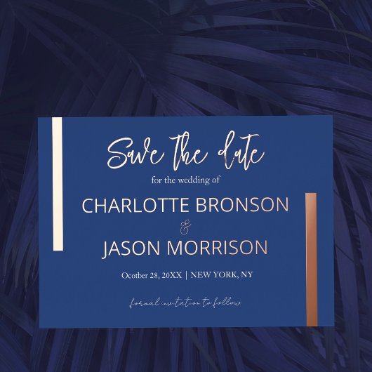 Invitation En Aluminium Ocean Blue Minimal Lines Wedding Enregistrer La Da