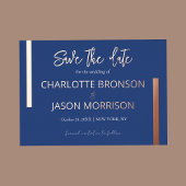 Invitation En Aluminium Ocean Blue Minimal Lines Wedding Enregistrer La Da