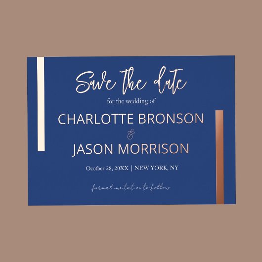 Invitation En Aluminium Ocean Blue Minimal Lines Wedding Enregistrer La Da