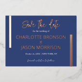 Invitation En Aluminium Ocean Blue Minimal Lines Wedding Enregistrer La Da (Recto)