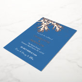 Invitation En Aluminium Ocean Blue Tropical Palm Feuille Mariage Gold (Rotation)