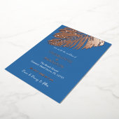 Invitation En Aluminium Ocean Blue Tropical Palm Leaf Mariage Gold (Rotation)