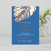 Invitation En Aluminium Ocean Blue Tropical Palm Leaf Mariage Gold (Debout devant)