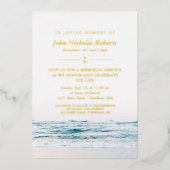 Invitation En Aluminium Ocean Waves Nautical Memorial Service Gold (Recto)