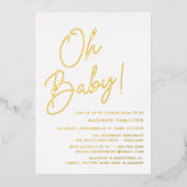 Invitation En Aluminium Oh Baby Gold Script Baby shower (Recto)