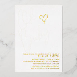 Invitation En Aluminium Oh Baby Mignon Fête de Naissance Mixte