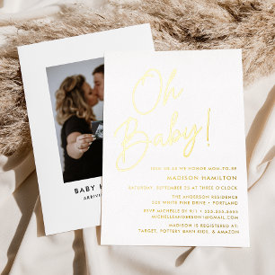 Invitation En Aluminium Oh Baby Or Script Photo Baby Shower