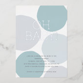 Invitation En Aluminium OH BÉBÉ ! Baby shower moderne Dusty Blue Polka Dot (Recto)