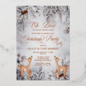 Invitation En Aluminium Oh Deer Rustic Winter Floral Joyeux Noël (Recto)