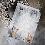 Invitation En Aluminium Oh Deer Rustic Winter Floral Joyeux Noël<br><div class="desc">Sweet "Oh Deer" thème "Christmas Party" hiver aquarelle baies florales et design feuille avec deux petits cerfs mignons regardant les détails de votre salutation de chaque côté. Il est doté d'un véritable papier argenté. Veuillez noter que le texte du script ne peut être édité que par le concepteur. Veuillez m'envoyer...</div>