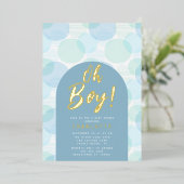 Invitation En Aluminium Oh garçon Baby shower Pois (Debout devant)