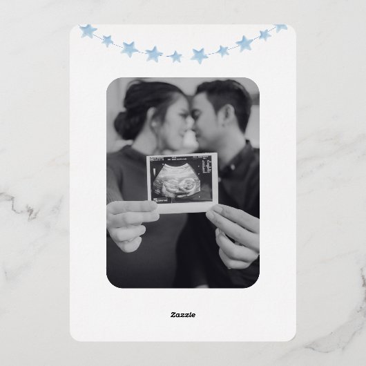 Invitation En Aluminium Oh garçon Blue Bunting drapeaux Baby shower photo (Verso)